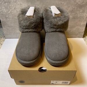 UGG Classic Mini Fluff Gray Fur-Lined Winter Boots